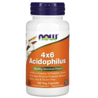 Ацидофилус, Пробиотик, Бифидо и Лактобактерии (Acidophilus 4х6), Now Foods, 120 вегетарианских капсул 
