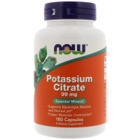 Цитрат калия (Potassium Citrate) Now Foods, 99 мг, 180 капсул
