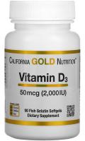 Витамин Д3 Калифорния Голд Нутришн (Vitamin D3 California Gold Nutrition), 50 мкг (2000 МЕ), 90 рыбно-желатиновых капсул