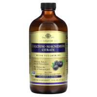 Жидкий Цитрат Кальция и Магния с витамином Д3 (Liquid Calcium Magnesium Citrate with Vitamin D3) со вкусом голубика, SOLGAR, 473 мл