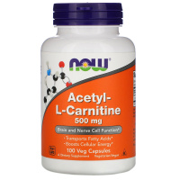 Ацетил-L-Карнитин (Acetyl-L-Carnitine) 500 мг, Now Foods, 100 вегетарианских капсул