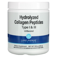Пептиды гидролизованного коллагена типов 1 и 3 (Hydrolyzed Collagen Peptides Type I & III), Lake Avenue Nutrition, 200 грамм