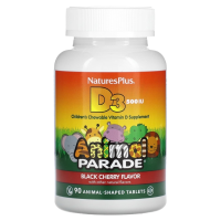 Animal Parade Vitamin D3 Black Cherry Natures Plus (Парад Зверят Витамин Д3 Черешня Натурес Плюс), 500 МЕ, 90 таблеток в форме животных