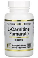 L-карнитин фумарат Калифорния Голд Нутришн (L-Carnitine Furmarate Alfasigma California Gold Nutrition), 885 мг, 60 растительных капсул