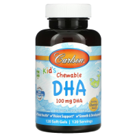 Жевательная ДГК для детей (Chewable DHA kid's) с насыщенным вкусом апельсина, 100 мг, Carlson Labs, 120 мягких желатиновых капсул