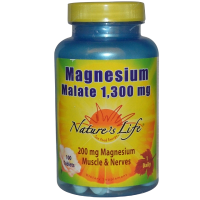 Малат Магния (Magnesium Malate) 1300 мг, Nature's Life, 100 таблеток