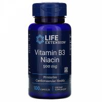Витамин B3 Ниацин (Vitamin B3 Niacin) 500 mg Life Extension, 100 капсул