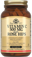 Витамин С и Шиповник Солгар 500 мг (Vitamin C with Rose Hips Solgar 500 mg) - 100 таблеток