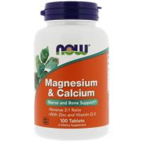 Магний и Кальций (Magnesium and Calcium) Now Foods - 100 таблеток