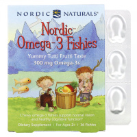 Oмега-3 для детей от 2 лет (Nordic Omega-3 Fishies), 300 мг, со вкусом тутти-фрутти, Nordic Naturals, 36 рыбок