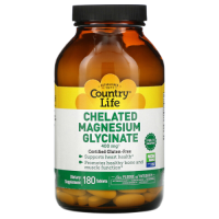 Хелатный глицинат магния  (Chelated Magnesium Glycinate) 400 mg Country Life 180 таблеток