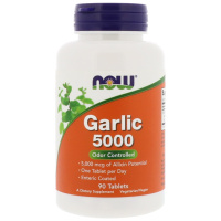 Чеснок Контроль Запаха (Garlic) 5000 мкг, Now Foods, 90 таблеток