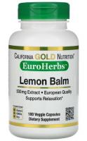 Экстракт мелиссы (Lemon Balm) California Gold Nutrition, 500 мг, 180 вегетарианских капсул
