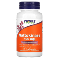 Наттокиназа (Nattokinase) 100 мг, NOW Foods, 120 вегетарианских капсул