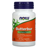 Белокопытник Экстракт (Butterbur) 75 мг, NOW Foods, 60 вегетарианских капсул