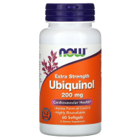Убихинол (Ubiquinol) 200 мг, NOW Foods, 60 гелевых капсул