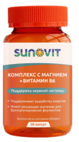 Комплекс с магнием + витамин B6 (Complex with magnesium + Vitamin B6), SUNOVIT, 60 капсул