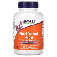Красный Дрожжевой Рис 600 мг + Q10 30 мг (Red Yeast Rice + Q10), NOW Foods, 120 вегетарианских капсул