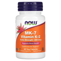 Витамин К-2 в форме МК-7 Менахинон Экстра Сила (Vitamin K-2 MK-7 Extra Strength) 300 мкг, Now Foods, 60 вегетарианских капсул