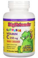 Жевательный витамин C с апельсиновым вкусом Big Friends Natural Factors (Натурал Факторс), 250 мг, 90 жевательных таблеток