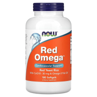 Омега-3 Красный Рис + Коэнзим Q10 (Omega-3, Red Rice + Q10), Now Foods, 180 гелевых капсул