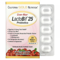 Пробиотики с Клюквенным концентратом (LactoBif Probiotics Cran-Max 25 Billion), California Gold Nutrition, 30 вегетарианских капсул