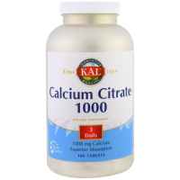 Цитрат Кальция (Calcium Citrate),1000 мг, KAL, 180 таблеток
