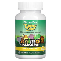 Энимал Парад Тамми Займ (Animal Parade Tummy Zyme), с активными ферментами, цельными продуктами и пробиотиками, натуральный вкус тропических фруктов, Natures Plus, 90 жевательных таблеток