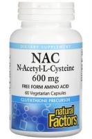 NAC N-ацетил-L-цистеин Natural Factors, 600 мг, 60 вегетарианских капсул