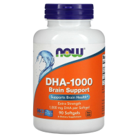 Омега-3 ДГК, Докозагексаеновая Кислота для Поддержки Мозга (Omega-3 DHA-1000) 1000 мг, Now Foods, 90 гелевых капсул