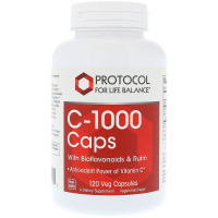 Витамин C-1000 в капсулах с биофлавоноидами и рутином (Vitamin C-1000 capsules with bioflavonoids and rutin), Protocol for Life Balance, 120 растительных капсул