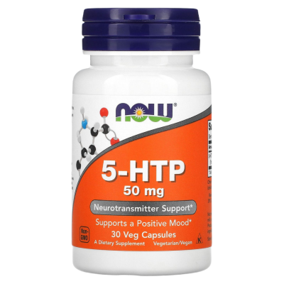 5-ГидроксиТриптофан (5-HTP) 50 мг, Now Foods, 30 вегетарианских капсул