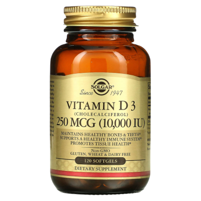 Витамин Д3, 10000 МЕ (Vitamin D3, 10000 IU), 120 капсул