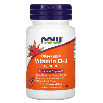 Витамин Д3 (Vitamin D3), 1,000 МЕ, 180 жевательных таблеток