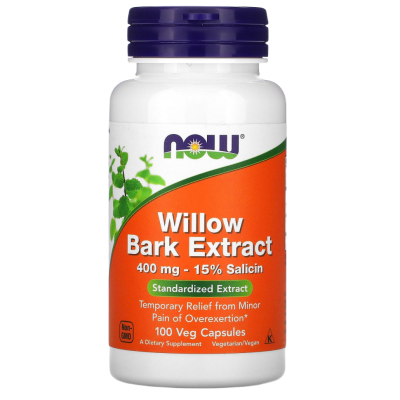 Кора Ивы Экстракт Нау Фудс (Willow Bark Extract NOW Foods) 400 мг, 100 капсул