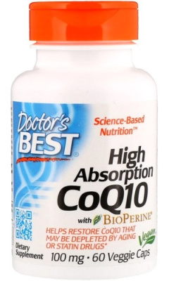 Коэнзим Q10 с биоперином Доктор’с Бест (High Absorption CoQ10 with BioPerine Doctor’s Best), 100 мг, 60 капсул
