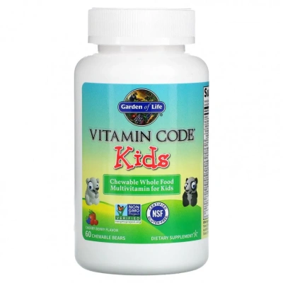 Мультивитамины для детей (Vitamin Code Kids), со вкусом вишни, Garden of Life, 60 жевательных мишек