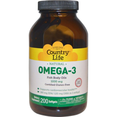Omega-3 1000 mg (Country Life) 200 гелевых капсул