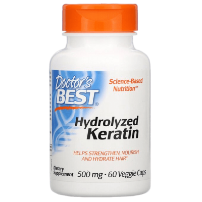 Гидролизованный кератин (Hydrolyzed Keratin), 500 мг, Doctor’s Best, 60 вегетарианских капсул