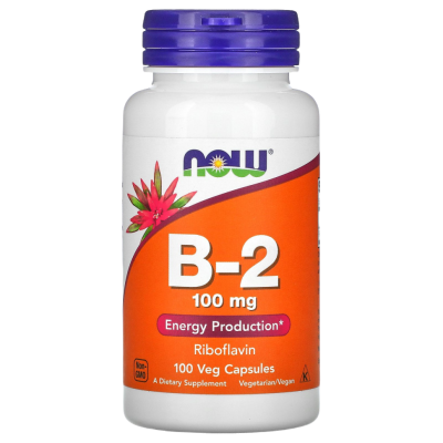 Витамин B-2 (Рибофлавин) Now Foods (Нау Фудс), 100 мг, 100 капсул
