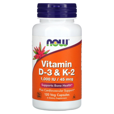 Витамины Д-3 и К-2 (Vitamin D3, K2), 120 капсул