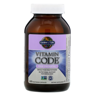 Витаминный код необработанный пренатальный (Vitamin Code Raw Prenatal), Garden of Life, 180 вегетарианских капсул