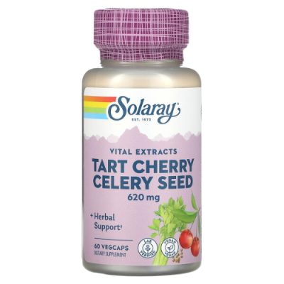 Семена терпкого вишневого сельдерея (Tart Cherry Celery Seed) 620 мг, Solaray, 60 вегетарианских капсул