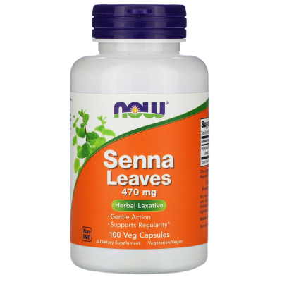 Сенна Листья (Senna) 470 мг, NOW Foods, 100 вегетарианских капсул
