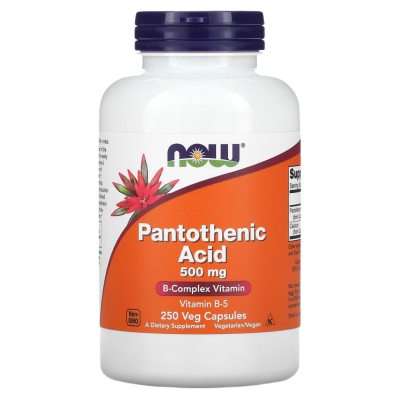 Пантотеновая кислота Нау Фудс (Pantothenic Acid  Now Foods), 500 мг, 250 капсул