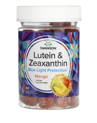 Лютеин и Зеаксантин, защита от синего света (Lutein & Zeaxanthin, blue light protection) манго, Swanson, 60 жевательных таблеток