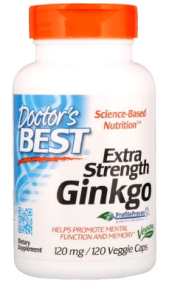 Гинко Билоба Стронг Доктор’с Бест (Extra Strength Ginkgo Doctor’s Best), 120 мг, 120 капсул