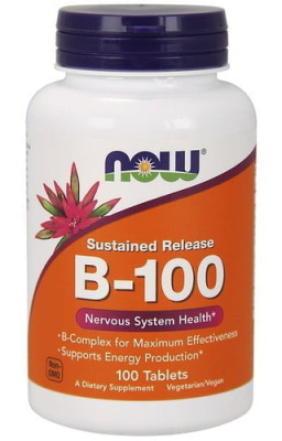 B-100 Sustained Release Now Foods (В-100 с замедленным высвобождением Нау Фудс), 100 таблеток