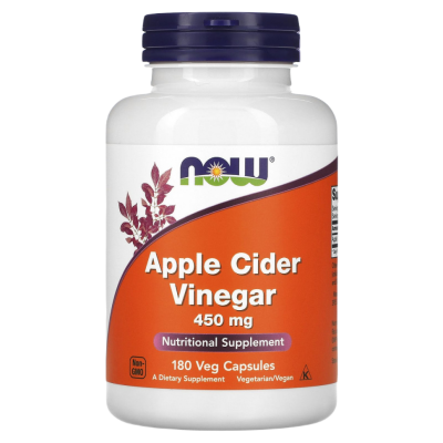 Яблочный Уксус (Apple Cider Vinegar) 450 мг, NOW Foods, 180 капсул