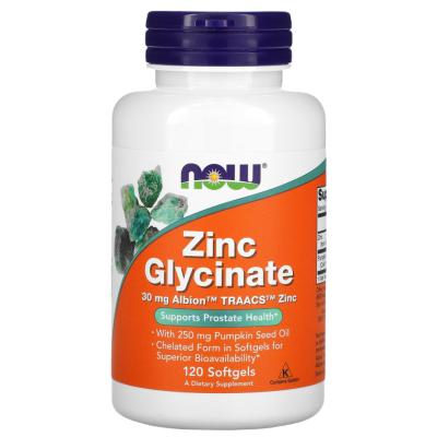 Глицинат цинка  Нау Фудс (Zinc Glycinate  30 mg Now Foods), 120 капсул
